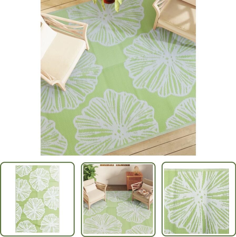 VidaXL Outdoor Tapijt Tuintapijt Buitenkleed ARAKIL 190x290 cm PP groen Terras Kleed Groene Kleur Polypropylene