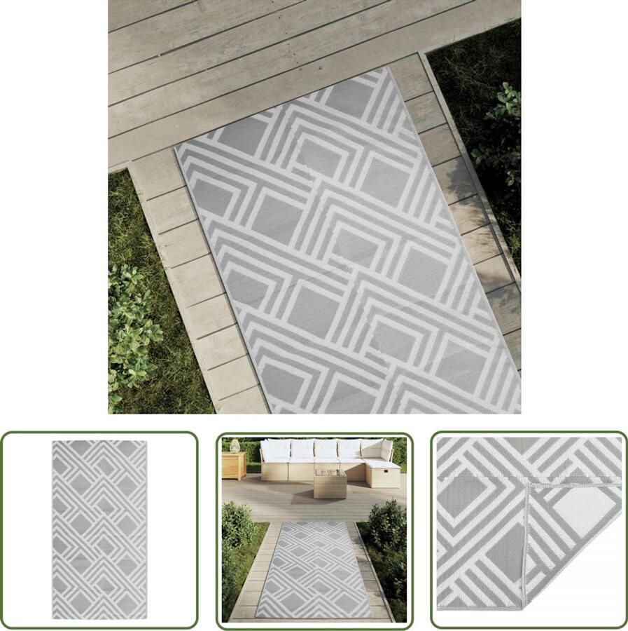 VidaXL Outdoor Tapijt Tuintapijt Buitenkleed ARAKIL 80x150 cm PP grijs Patio Dekens Veranda Kleed Polypropylene Tapijt