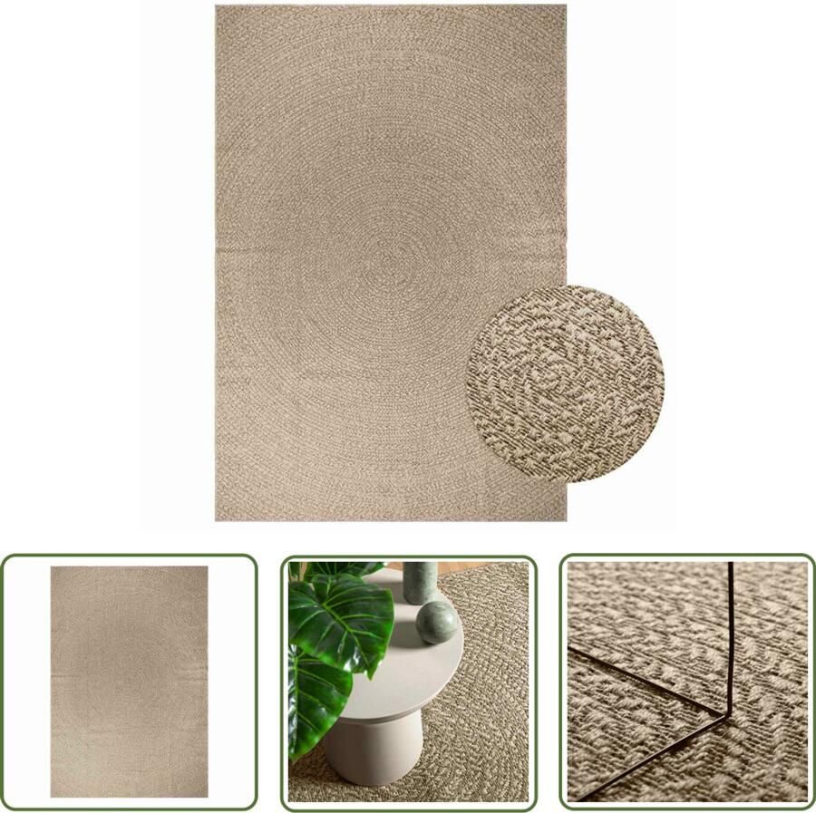The Living Store Vloerkleed ZIZUR beige binnen en buiten 200x290 cm jute look Vloerkleed Outdoor Tapijten Terras Tapijt Balkon Tapijt Juten Vloerkleed