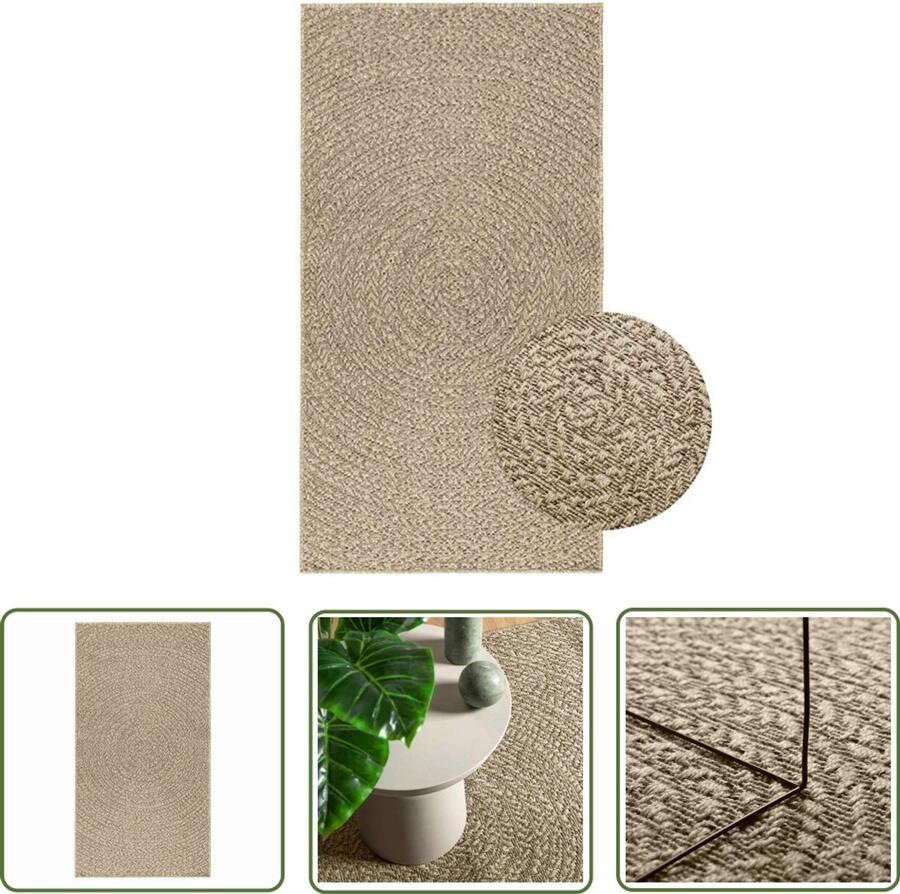 The Living Store Vloerkleed ZIZUR beige binnen en buiten 80x150 cm jute look Vloerkleed Outdoor Tapijten Tuintapijt Patio Dekentjes Juten Look