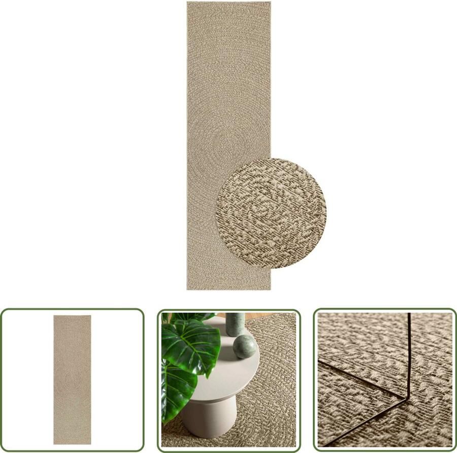 The Living Store Vloerkleed ZIZUR beige binnen en buiten 80x250 cm jute look Vloerkleed Outdoor Tapijten Balkontapijt Teras Tapijt Jute Look