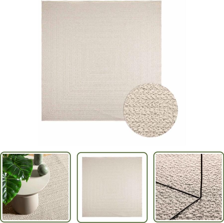 VidaXL Vloerkleed ZIZUR room binnen en buiten 240x240 cm jute look Vloerkleed Outdoor Tapijten Patio Dekentjes Binnentapijt Anti Slip Mat