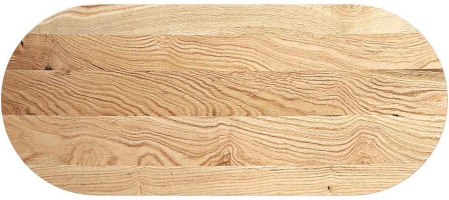 The Living Store Tafelblad 140x60x2 cm ovaal massief eikenhout Eikenhouten Tafelblad Oval Tafellaag Salontafelblad Eetkamertafelblad Vintage Tafelblad - Foto 2