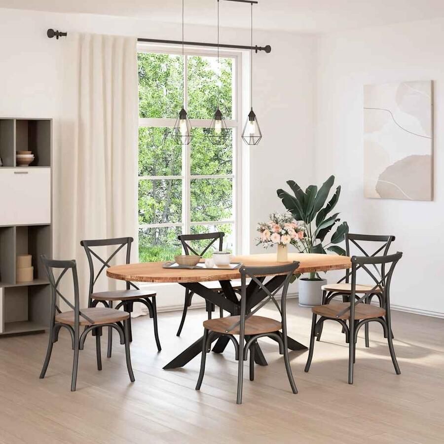 The Living Store Tafelblad 220x100x4 cm ovaal massief eikenhout lichtbruin Eikenhouten Tafelblad Oval Tafelblad Grote Tafelblad Eetkamertafel Salontafel - Foto 2