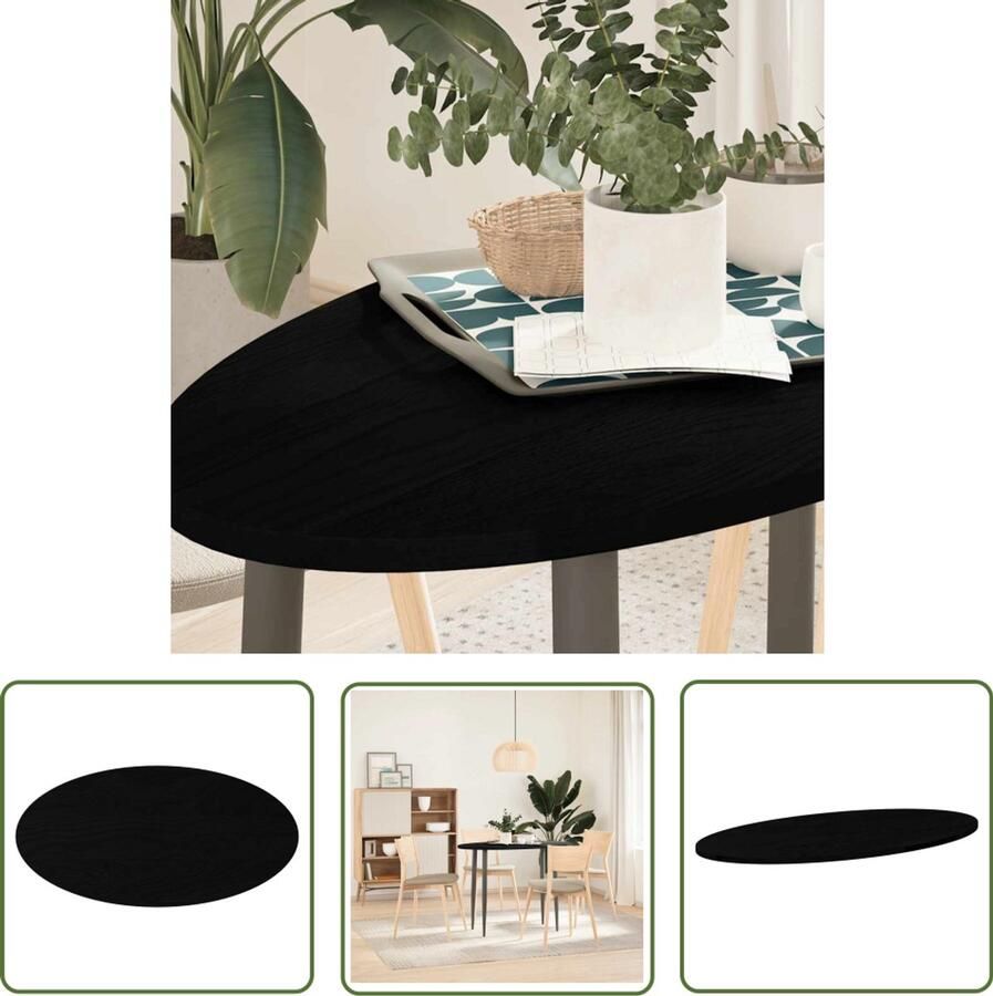 The Living Store Tafelblad 100x50x2 cm ovaal massief eikenhout donkerbruin Eikenhouten Tafelblad Oval Tafellaag Salontafelblad Bijzettafelblad Bartafelblad