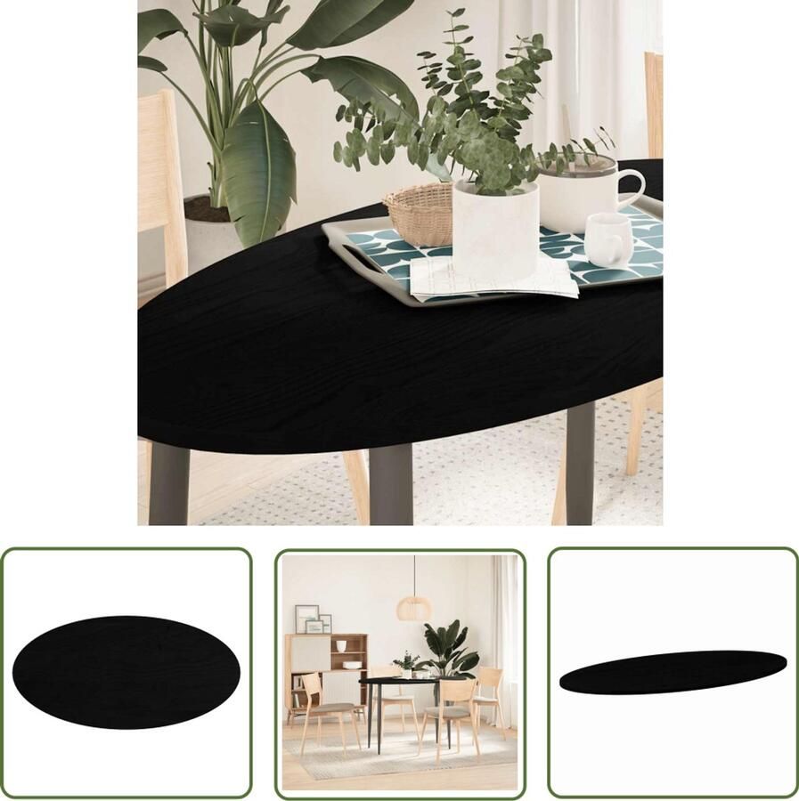 The Living Store Tafelblad 120x60x2 cm ovaal massief eikenhout donkerbruin Eikenhouten Tafelblad Oval Tafellaag Salontafelblad Kamerdecoratie Eetkamerset
