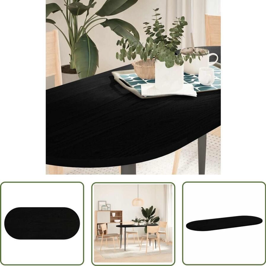 The Living Store Tafelblad 140x60x2 cm ovaal massief eikenhout donkerbruin Eikenhouten Tafelblad Oval Tafellaag Salontafelblad Eetkamertafelblad Massief Eikenhout