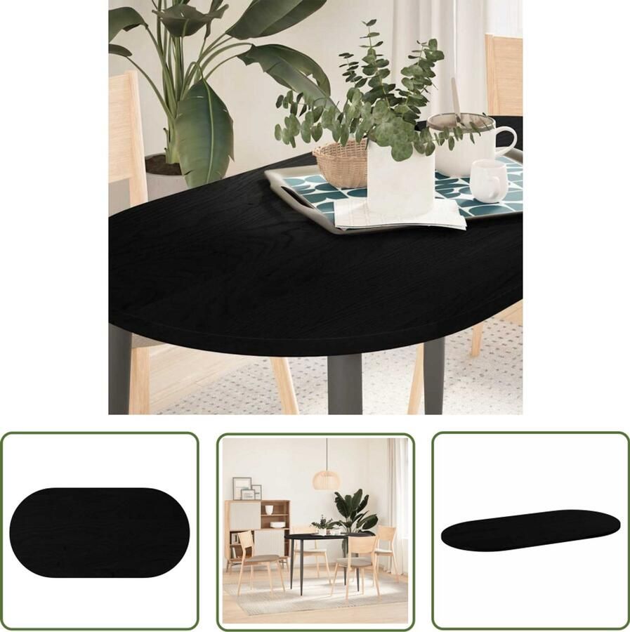 The Living Store Tafelblad 120x60x2 cm ovaal massief eikenhout donkerbruin Eikenhouten Tafelblad Oval Tafellaar Salontafelblad Tweedehands Tafelblad Vintage Tafelblad