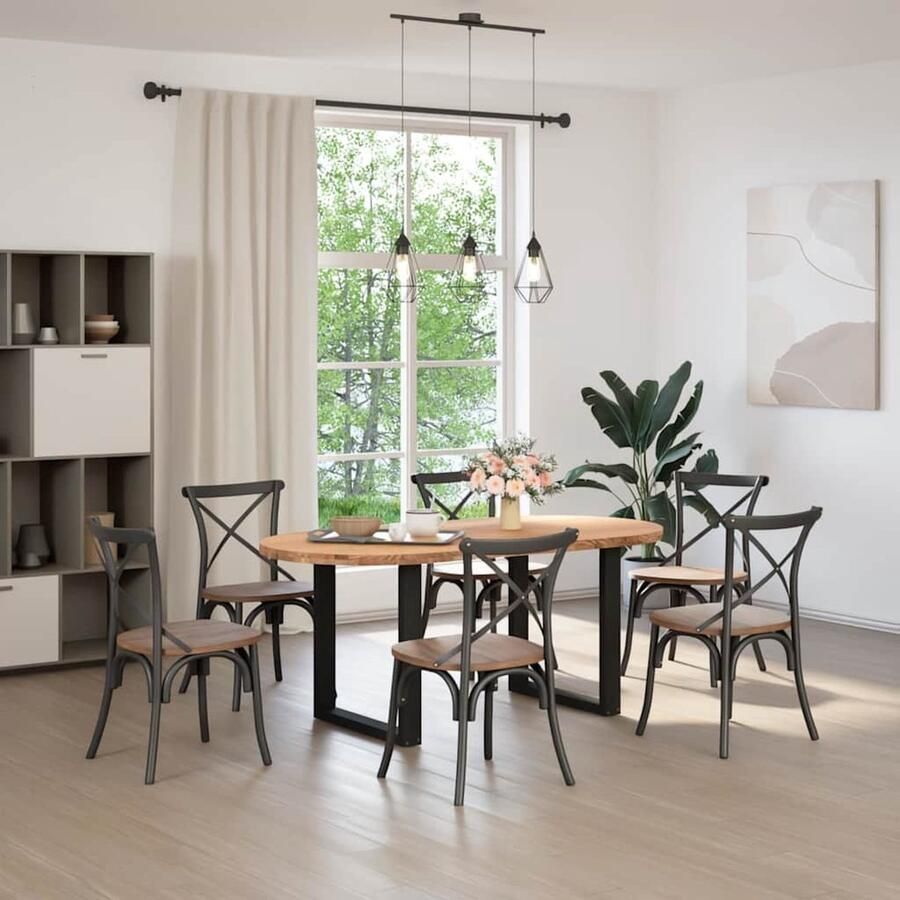 VidaXL Ovale Eettafel 180x90 cm Massief Eikenhout Eettafel Eettafels Eetkamertafel Keukentafel