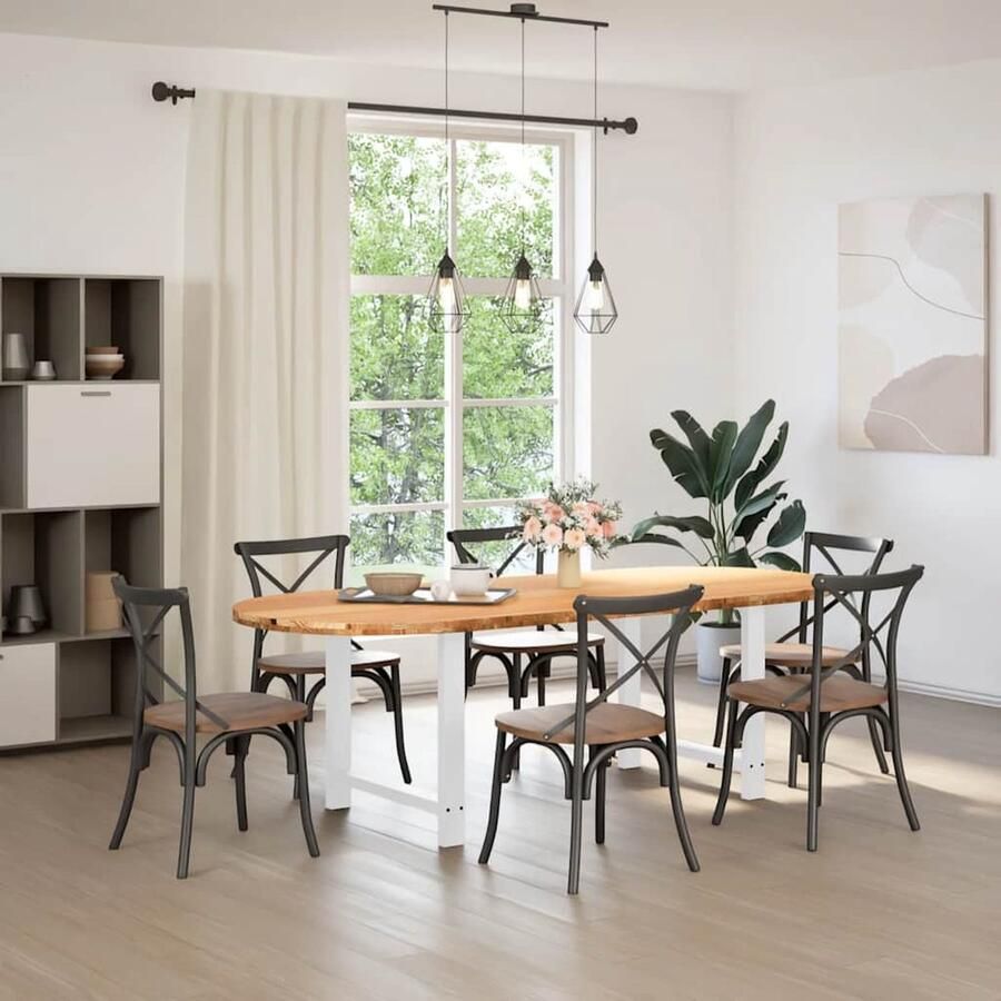 VidaXL Ovale Eettafel 240cm Massief Eikenhout Eettafel Eettafels Eetkamertafel Keukentafel