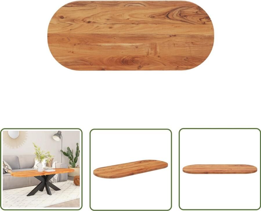 The Living Store Tafelblad ovaal 100x40x3 8 cm massief acaciahout Houten Tafelblad Ovale Tafel Acacia Hout Eetkamertafel Tafel Vernieuwen