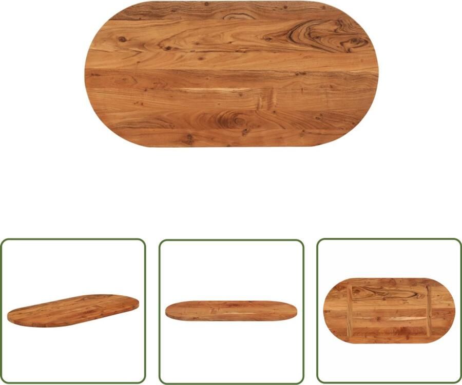 The Living Store Tafelblad ovaal 80x40x3 8 cm massief acaciahout Houten Tafelblad Ovale Tafel Massief Acaciahout Tafel Vernieuwen Eetkamertafel