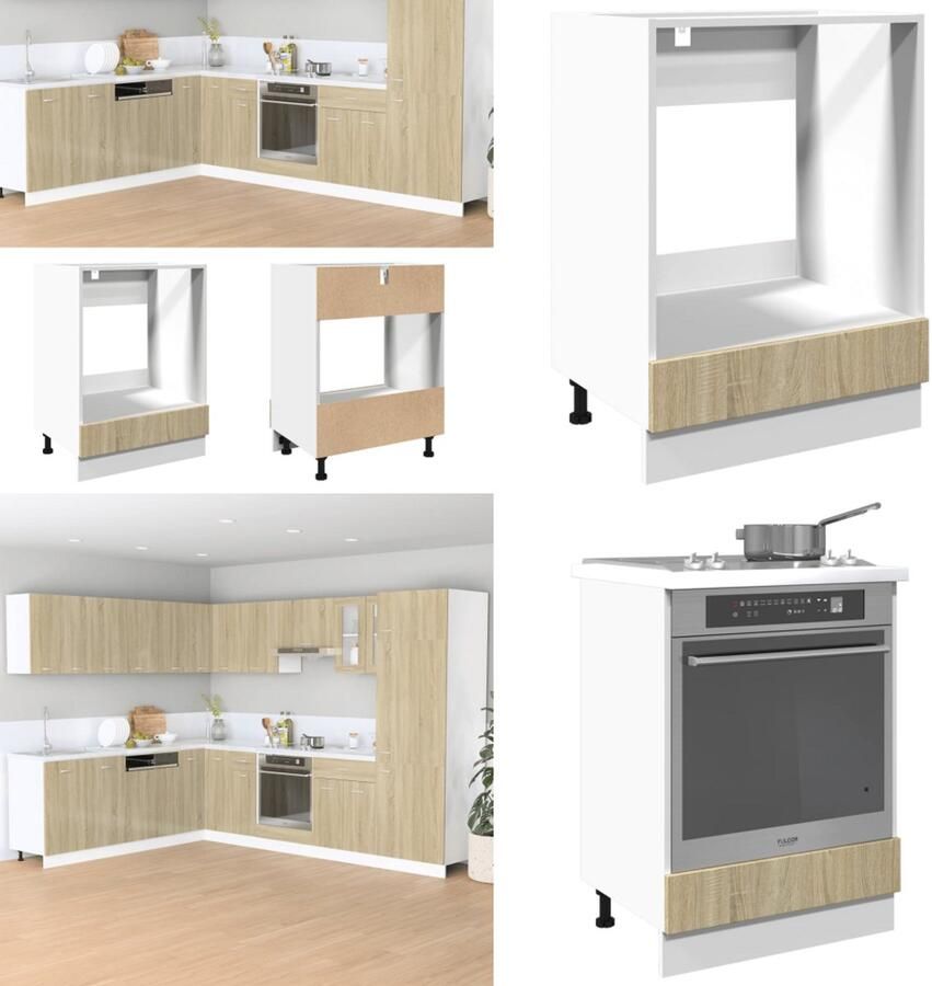 VidaXL Ovenkast 60x46x81 5 cm spaanplaat sonoma eikenkleurig Ovenkast Ovenkasten Keukenkast Keukenkastje