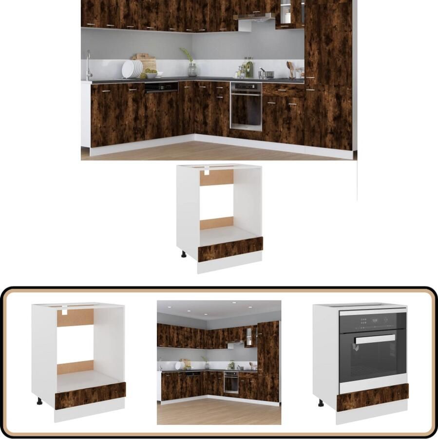 VidaXL Ovenkast Gerookt Eiken 60x46x81 5 cm Ovenkast Keukenkasten Houten Ovenkast Ovenbehuizing Vintage Ovenkast