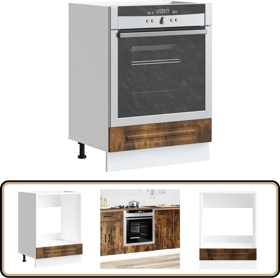 VidaXL Ovenkast Kalmar 60x46x81 5 cm Gerookt eiken Ovenkast Houten Ovenkast Keukenkast Opslagkast Kookgelegenheid