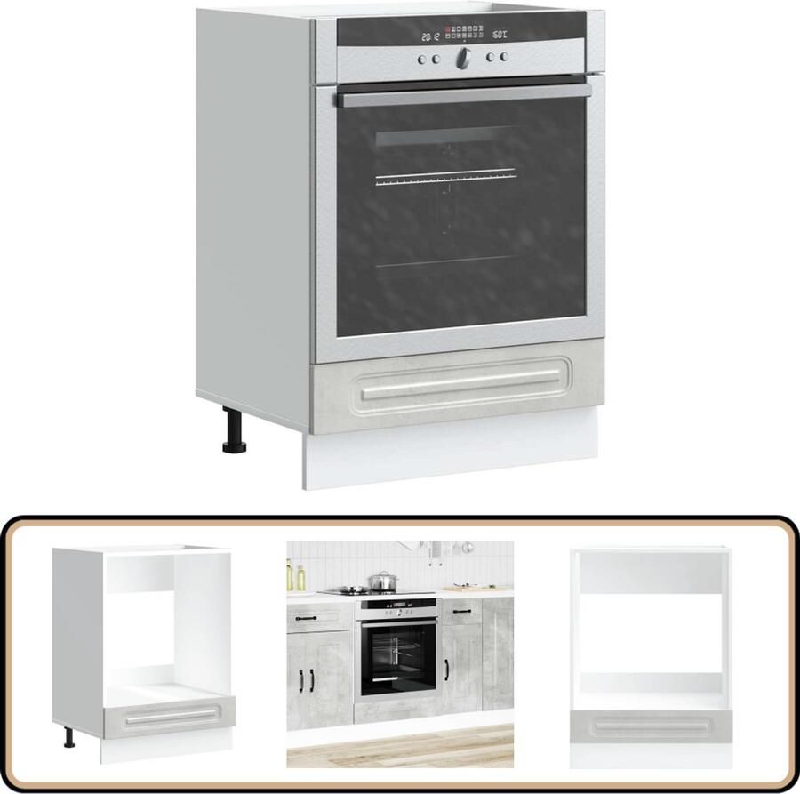 VidaXL Ovenkast Kalmar Bewerkt hout Betongrijs Ovenkast Keukenkasten Houtsoort Houten Kast Betonnen Grijs