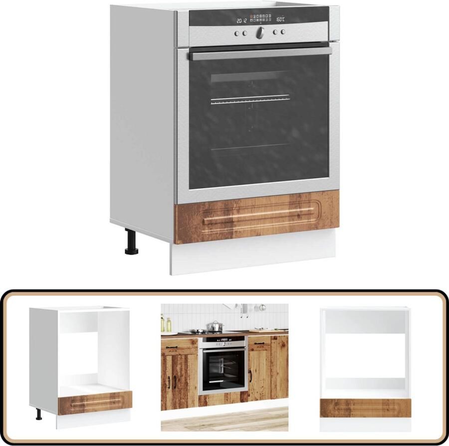 VidaXL Ovenkast Kalmar Oud Houtkleur 60x46x81 5 cm Ovenkast Keukenkast Houten Kast Opslagruimte Vintage Look