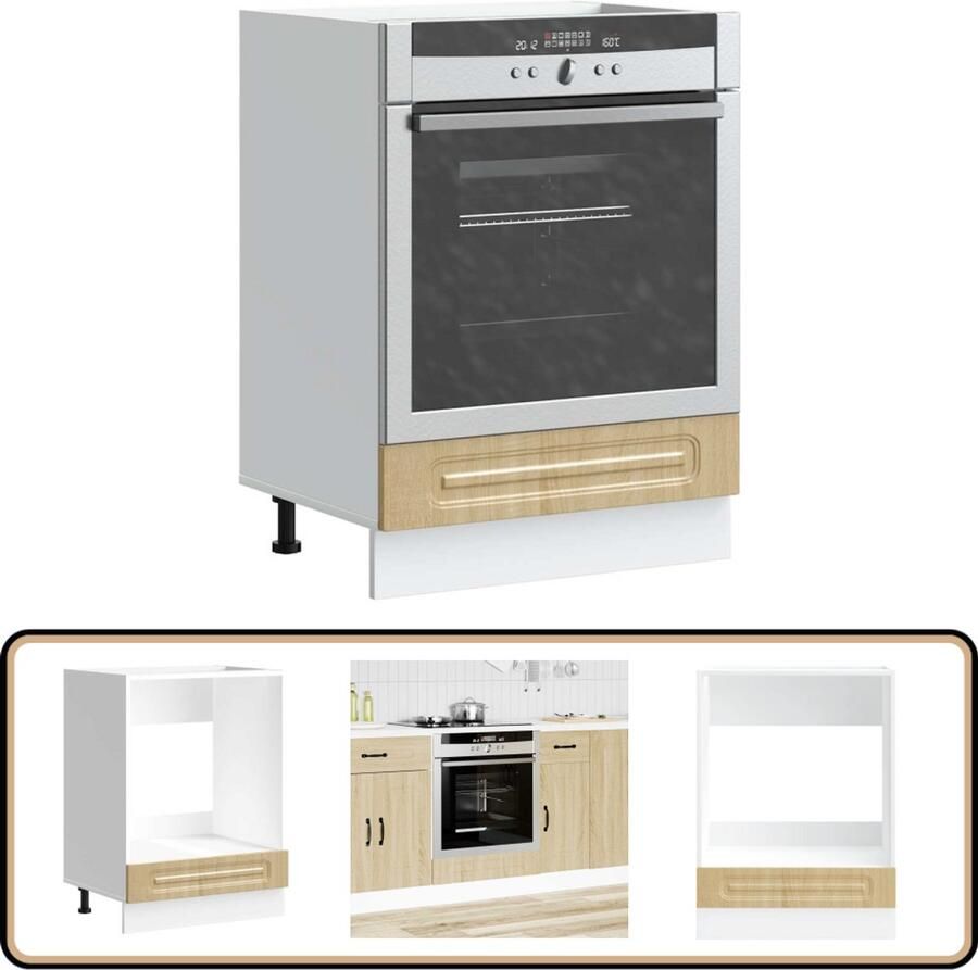 VidaXL Ovenkast Kalmar Sonoma Eikenkleur Bewerkt Hout Ovenkast Keukenkast Houten Kast Sonomaneik Opslagruimte