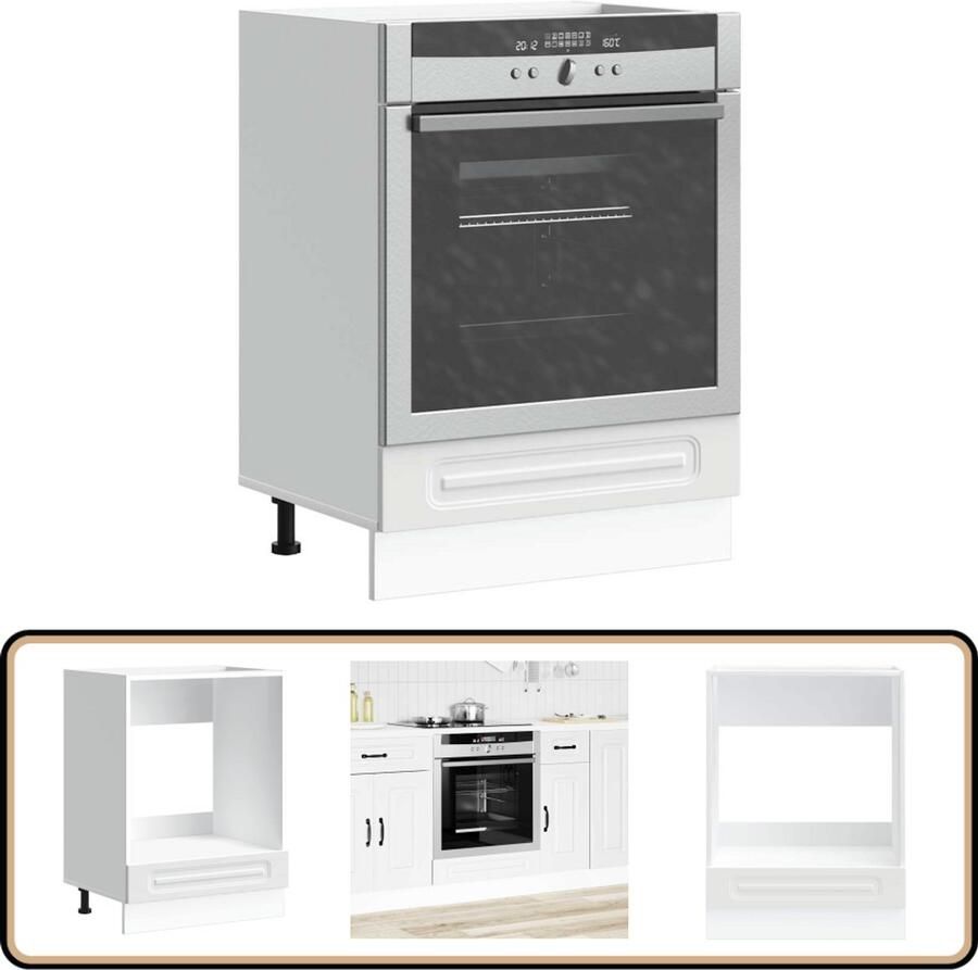 VidaXL Ovenkast Kalmar Wit Bewerkt Hout 60x46x81 5 cm Ovenkast Keukenkast Houten Kast Witte Kast Opslagruimte