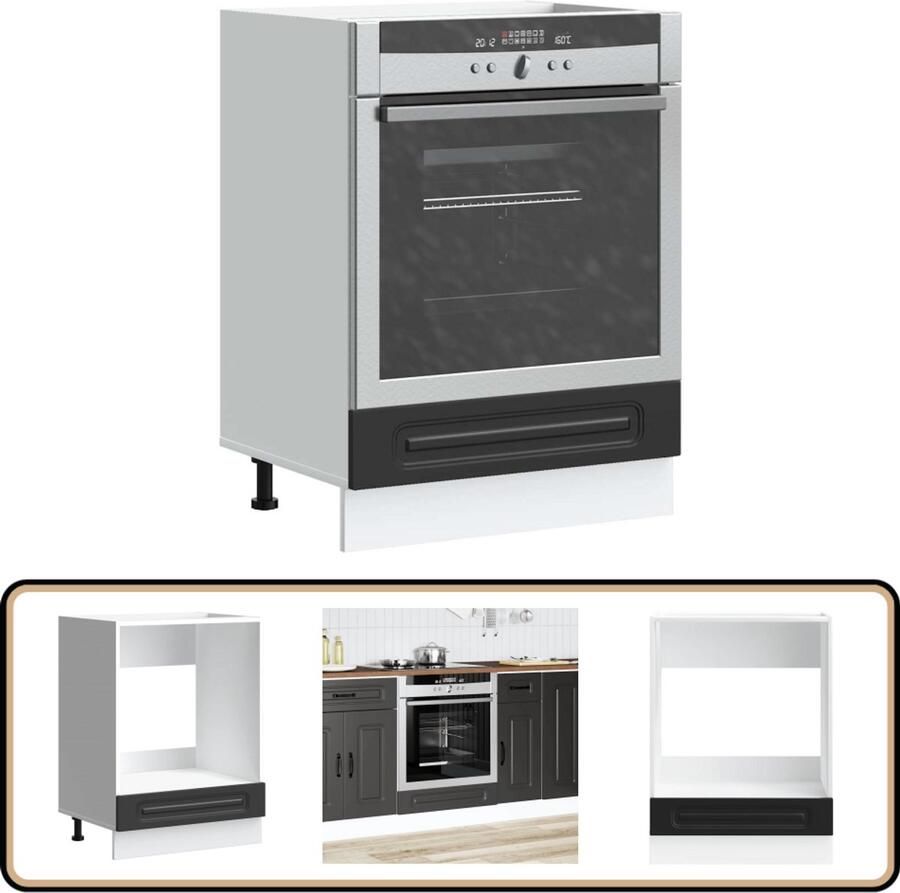 VidaXL Ovenkast Kalmar Zwart Bewerkt Hout Ovenkast Keukenkast Houten Kast Opslagoplossing Zwarte Kast