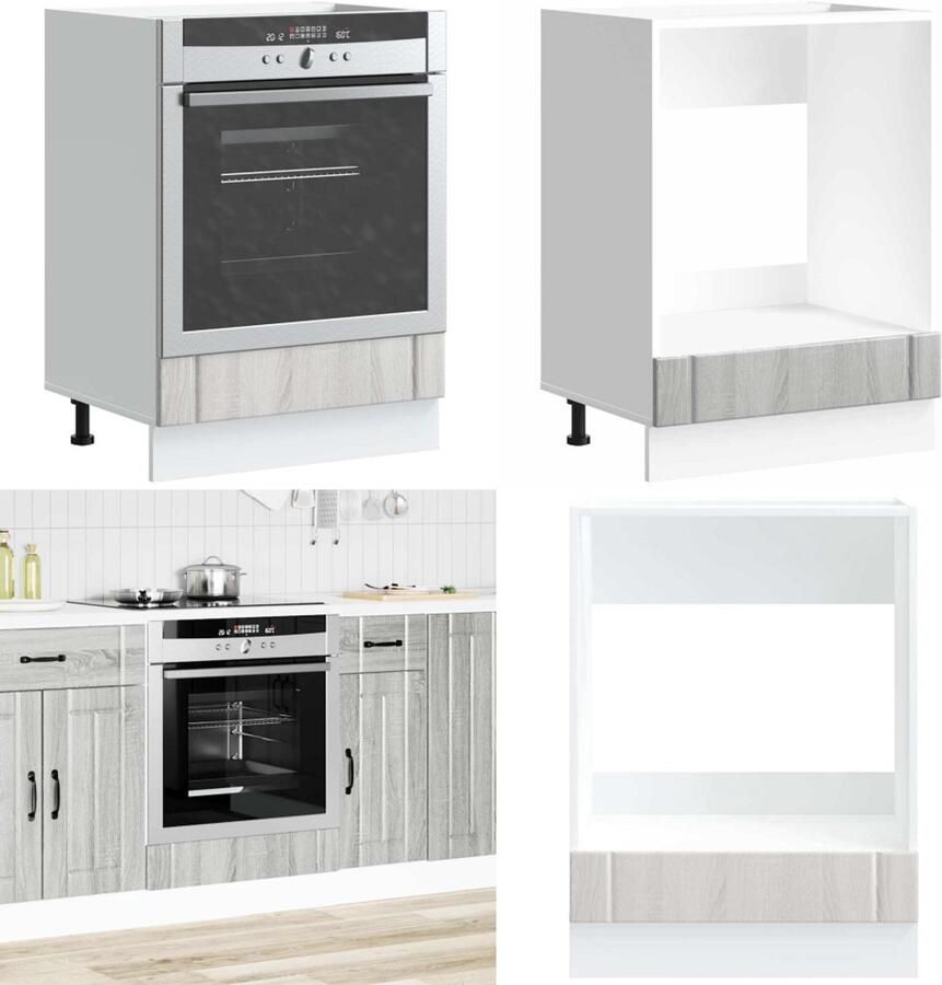 VidaXL Ovenkast Lucca bewerkt hout grijs sonoma eiken Ovenkast Ovenkasten Oveneenheid Keukenoveneenheid