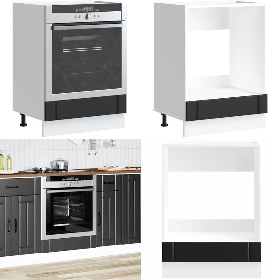 VidaXL Ovenkast Lucca bewerkt hout zwart Ovenkast Ovenkasten Oveneenheid Keukenoveneenheid