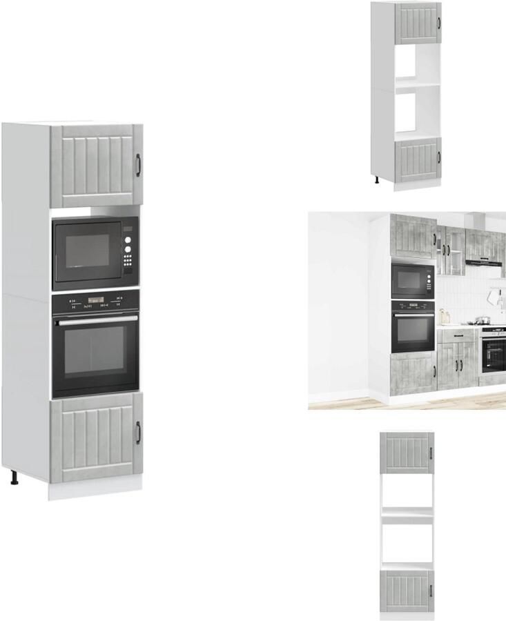 VidaXL Ovenkast Ovenkasten Oveneenheid Keukenoveneenheid Ovenkasten 2 st Kalmar bewerkt hout betongrijs