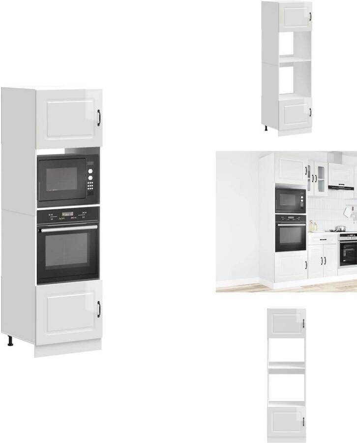 VidaXL Ovenkast Ovenkasten Oveneenheid Keukenoveneenheid Ovenkasten 2 st Lucca bewerkt hout glanzend wit