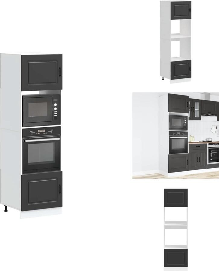 VidaXL Ovenkast Ovenkasten Oveneenheid Keukenoveneenheid Ovenkasten 2 st Lucca bewerkt hout zwart