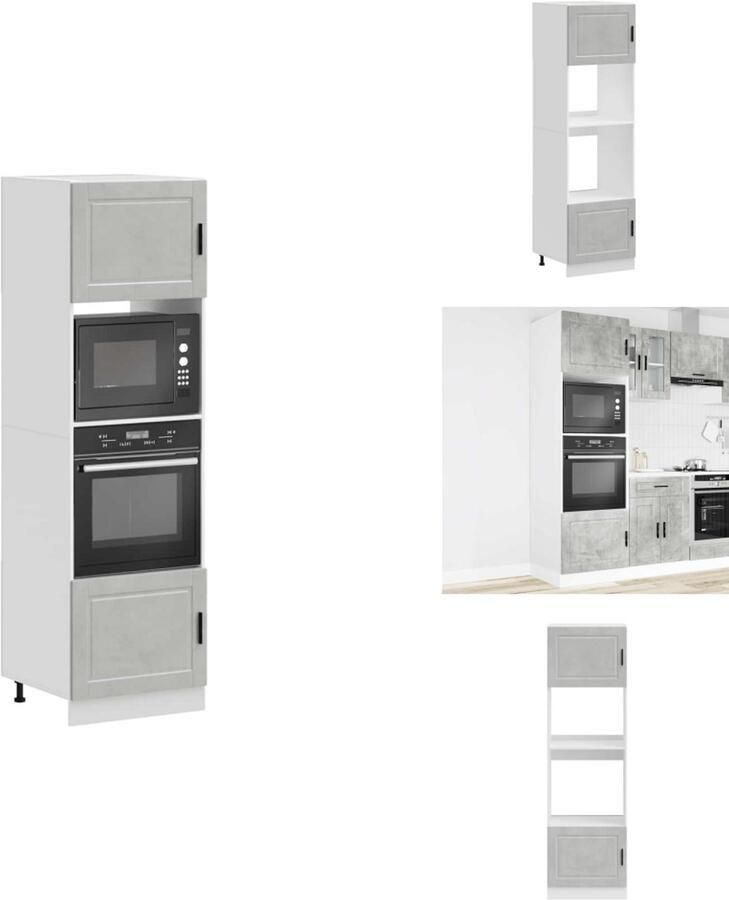 VidaXL Ovenkast Ovenkasten Oveneenheid Keukenoveneenheid Ovenkasten 2 st Porto bewerkt hout betongrijs