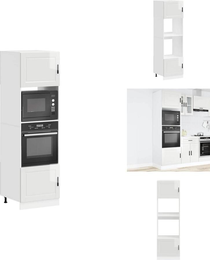 VidaXL Ovenkast Ovenkasten Oveneenheid Keukenoveneenheid Ovenkasten 2 st Porto bewerkt hout glanzend wit