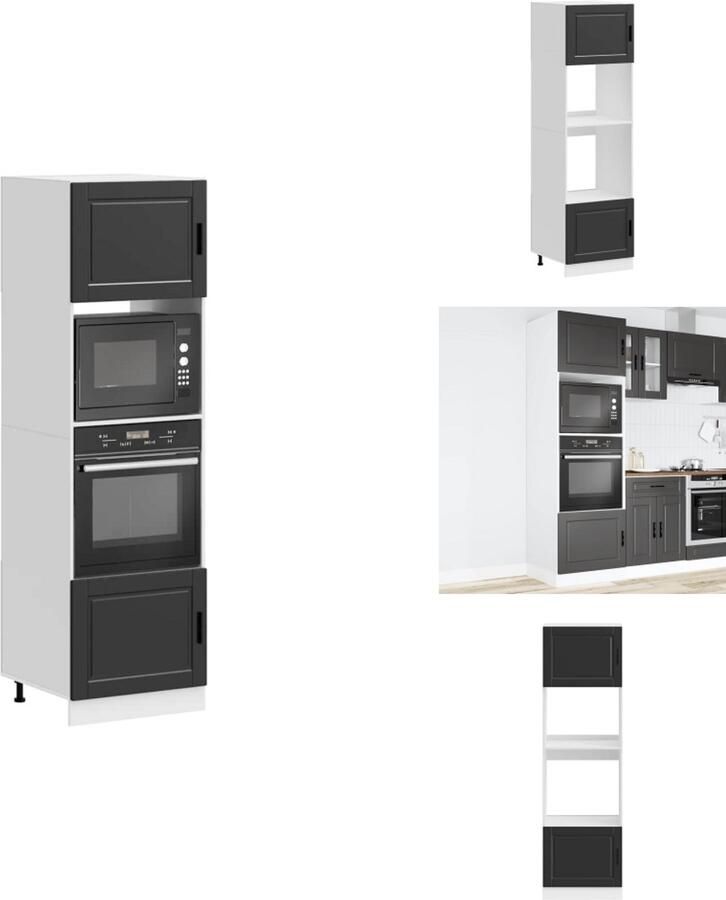 VidaXL Ovenkast Ovenkasten Oveneenheid Keukenoveneenheid Ovenkasten 2 st Porto bewerkt hout zwart