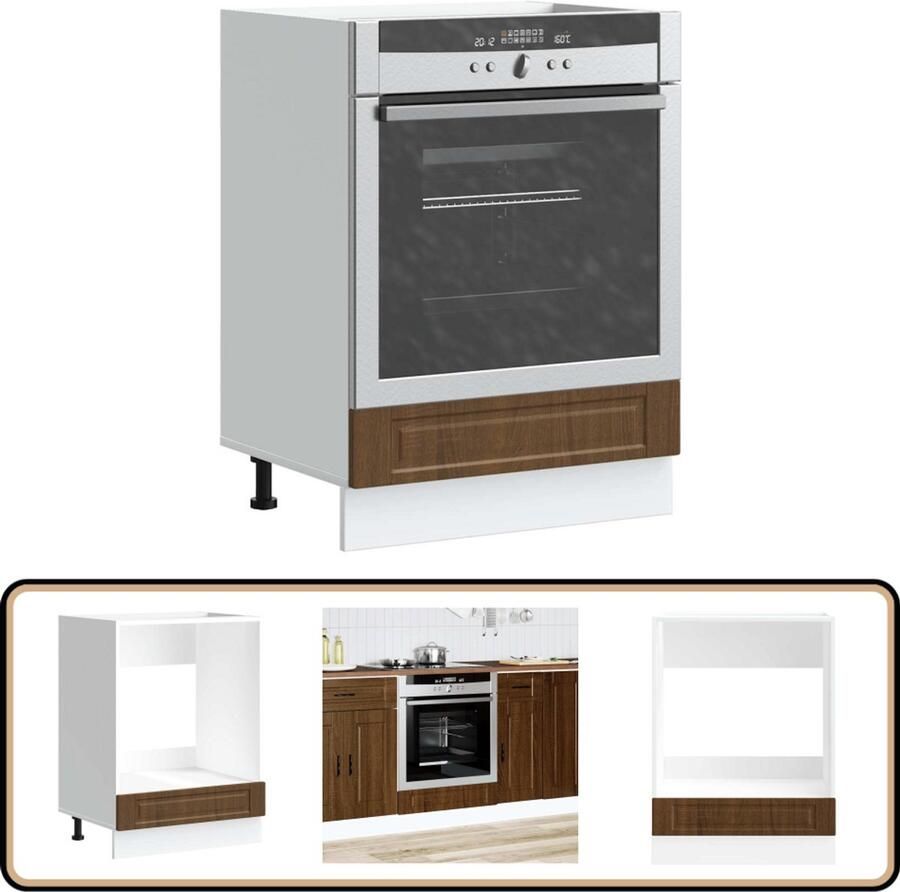 VidaXL Ovenkast Porto Bewerkt hout Bruin eiken Ovenkast Keukenopstelling Houten Kast Opslagruimte Compact Design