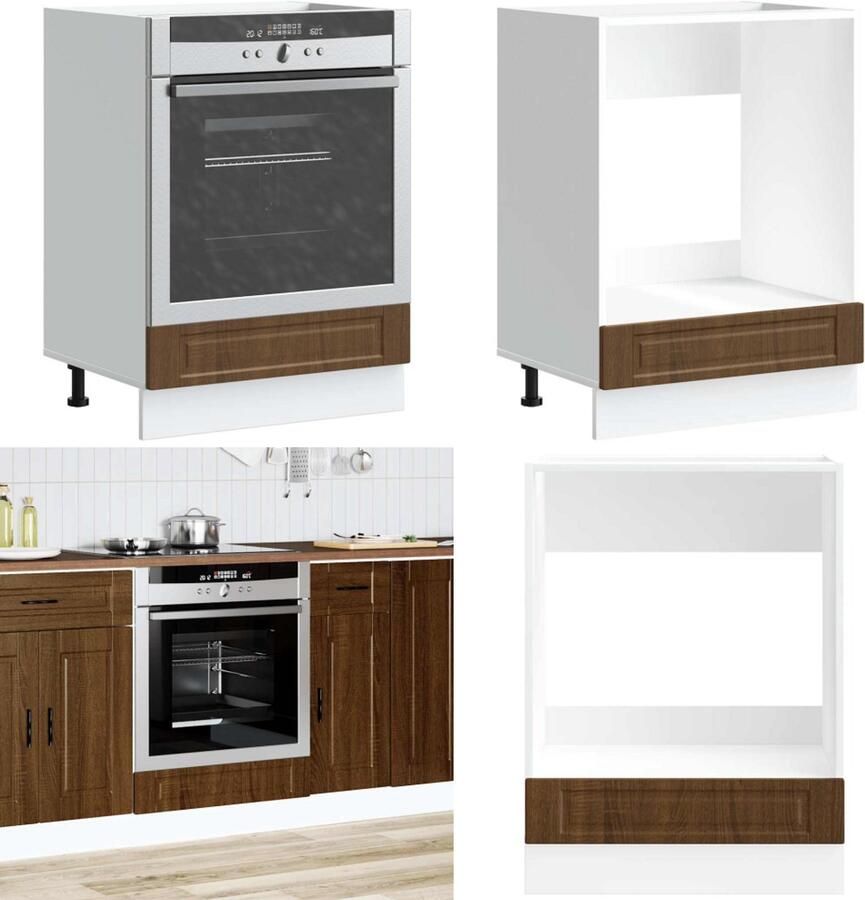 VidaXL Ovenkast Porto bewerkt hout bruin eikenkleur Ovenkast Ovenkasten Oveneenheid Keukenoveneenheid