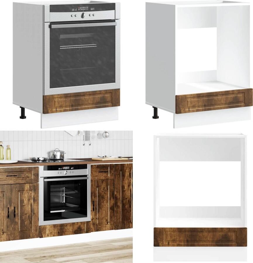 VidaXL Ovenkast Porto bewerkt hout gerookt eikenkleurig Ovenkast Ovenkasten Oveneenheid Keukenoveneenheid