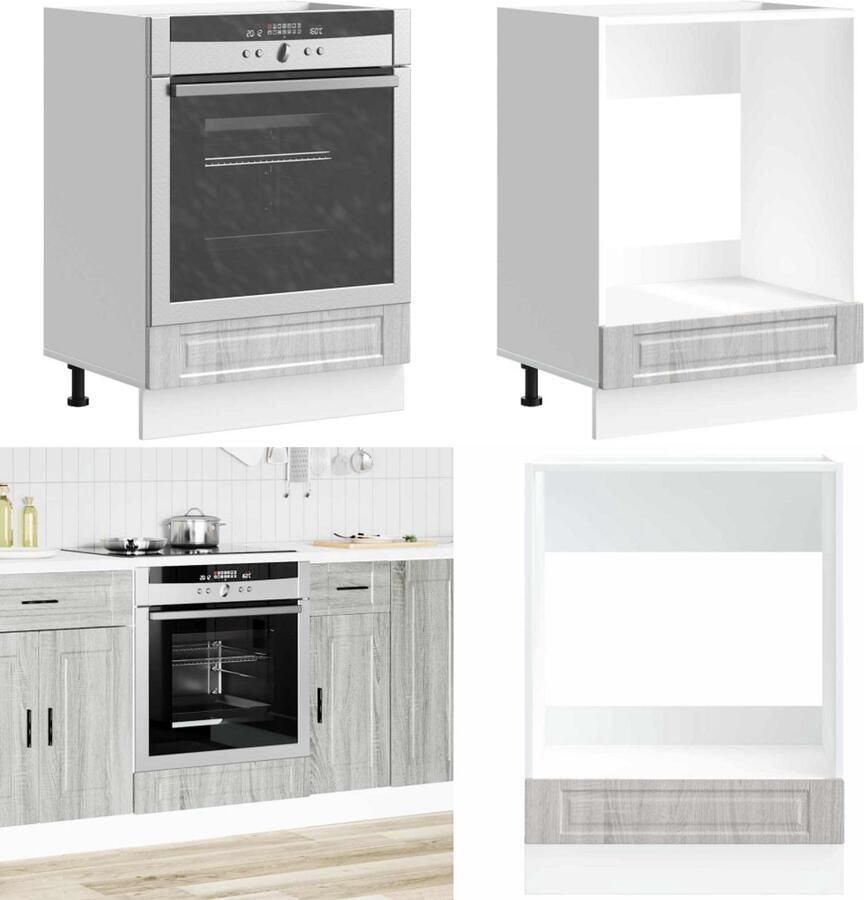 VidaXL Ovenkast Porto bewerkt hout grijs sonoma eiken Ovenkast Ovenkasten Oveneenheid Keukenoveneenheid