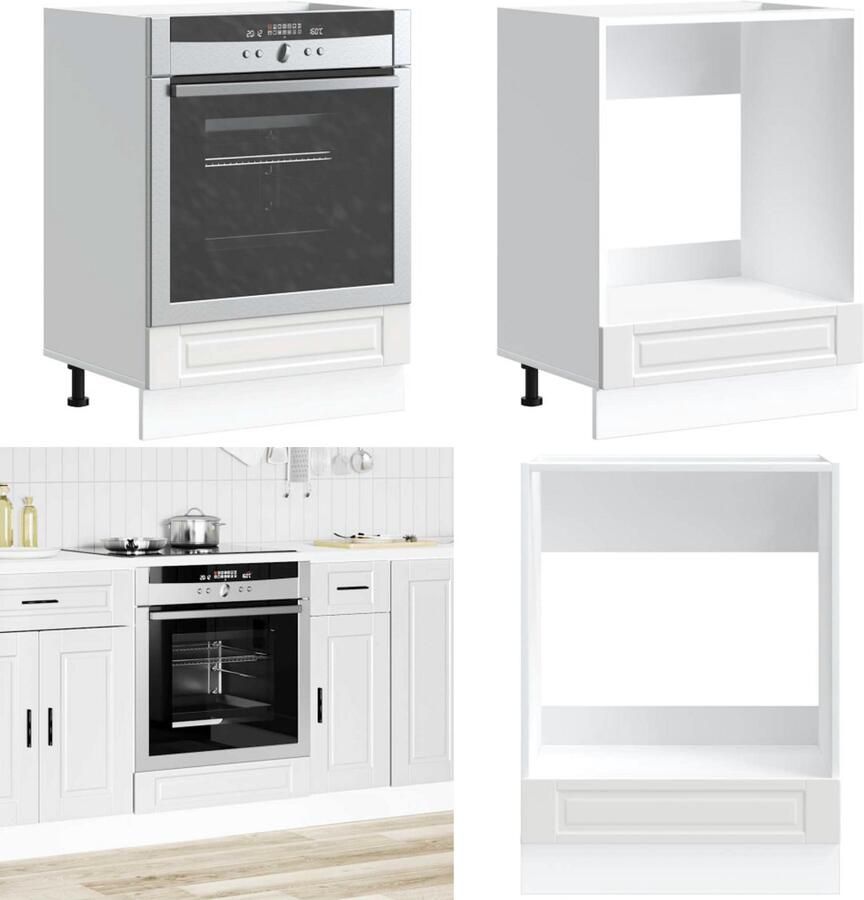 VidaXL Ovenkast Porto bewerkt hout wit Ovenkast Ovenkasten Oveneenheid Keukenoveneenheid