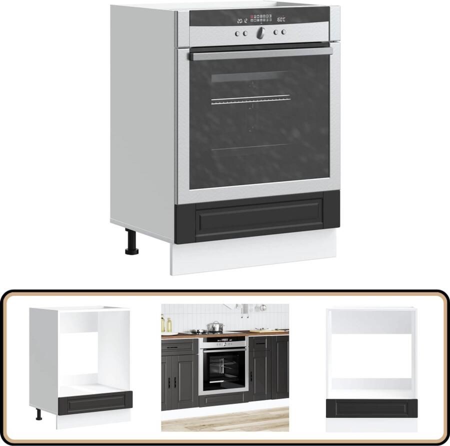 VidaXL Ovenkast Porto Bewerkt Hout Zwart Ovenkast Houtsoort Zwarte Keuken Opslagruimte Compact Design