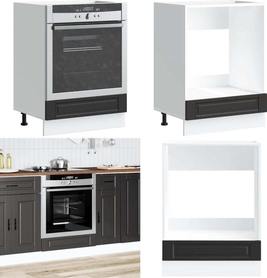 VidaXL Ovenkast Porto bewerkt hout zwart Ovenkast Ovenkasten Oveneenheid Keukenoveneenheid