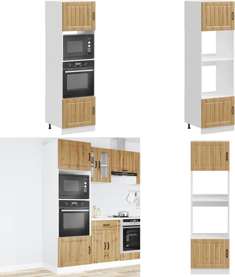 VidaXL Ovenkasten 2 st Kalmar bewerkt hout artisanaal eikenkleurig Ovenkast Ovenkasten Oveneenheid Keukenoveneenheid