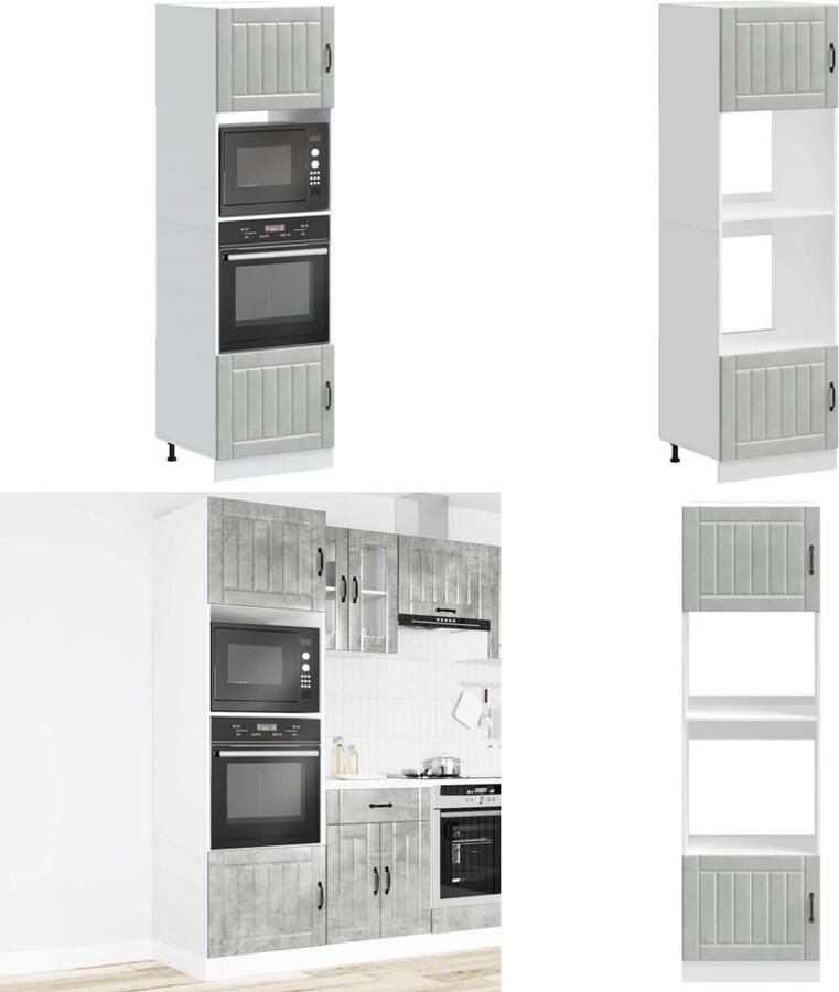 VidaXL Ovenkasten 2 st Kalmar bewerkt hout betongrijs Ovenkast Ovenkasten Oveneenheid Keukenoveneenheid