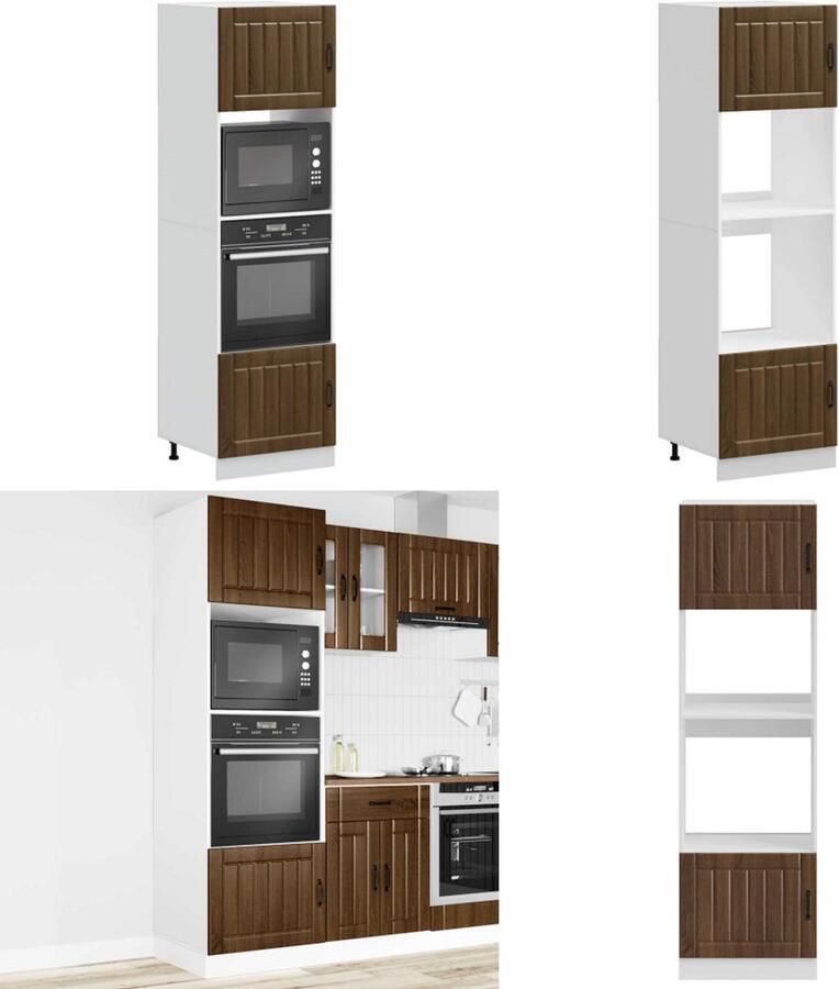 VidaXL Ovenkasten 2 st Kalmar bewerkt hout bruin eikenkleur Ovenkast Ovenkasten Oveneenheid Keukenoveneenheid