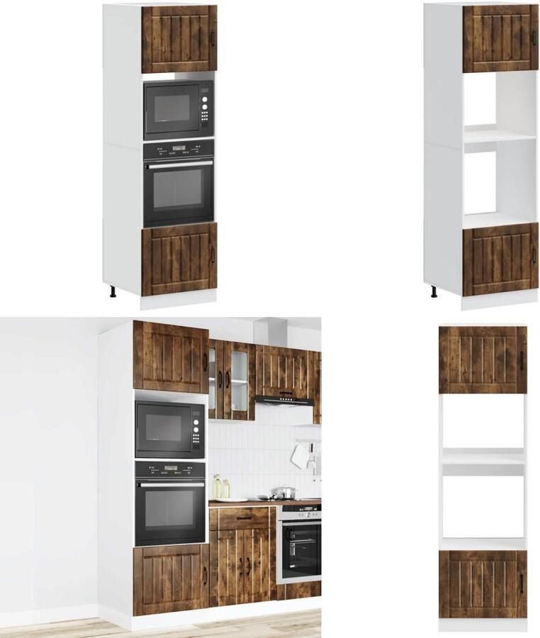 VidaXL Ovenkasten 2 st Kalmar bewerkt hout gerookt eikenkleurig Ovenkast Ovenkasten Oveneenheid Keukenoveneenheid