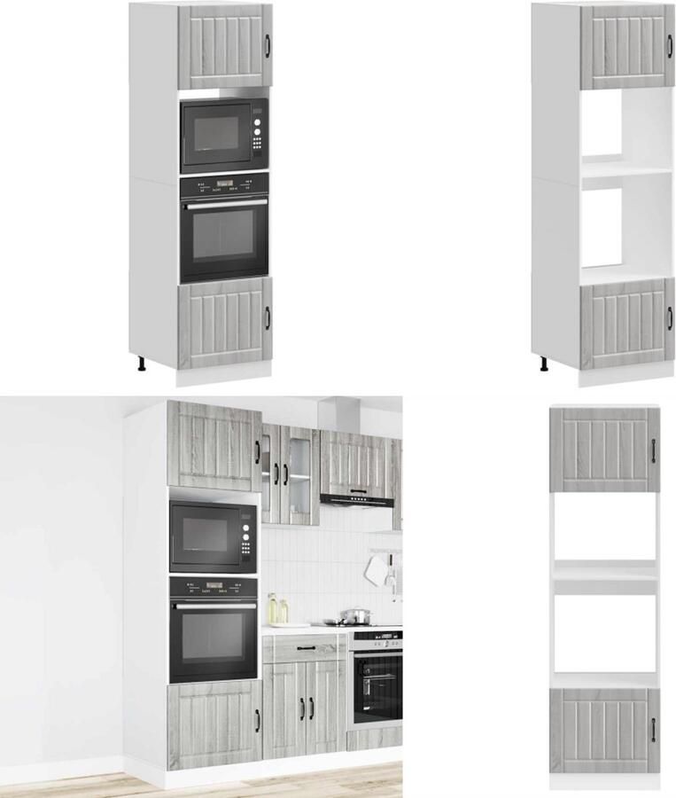 VidaXL Ovenkasten 2 st Kalmar bewerkt hout grijs sonoma eikenkleurig Ovenkast Ovenkasten Oveneenheid Keukenoveneenheid