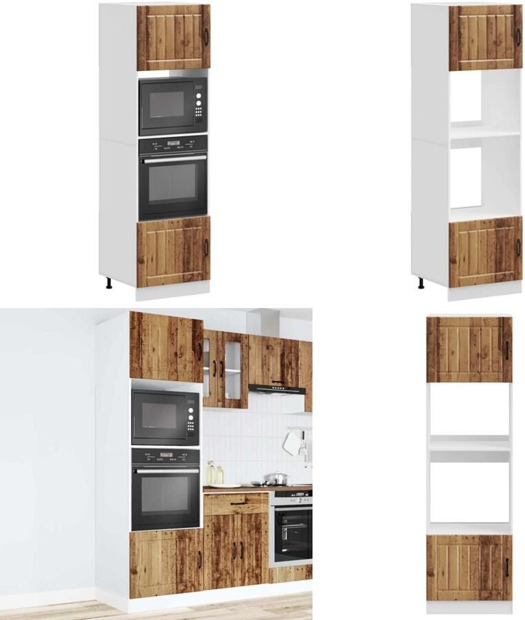 VidaXL Ovenkasten 2 st Kalmar bewerkt hout oud houtkleurig Ovenkast Ovenkasten Oveneenheid Keukenoveneenheid