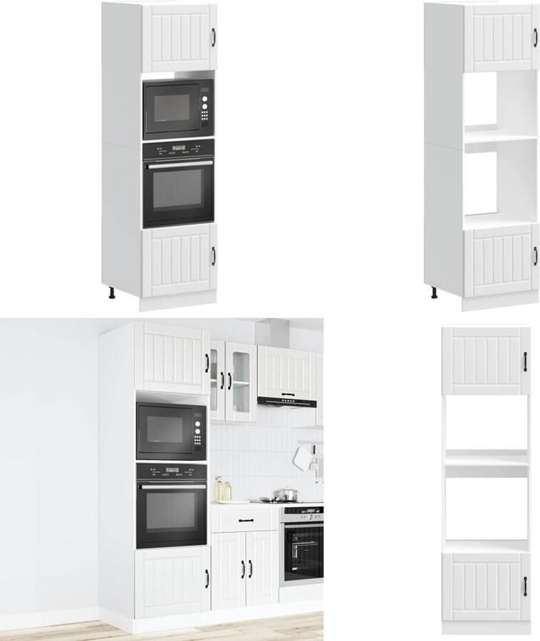 VidaXL Ovenkasten 2 st Kalmar bewerkt hout wit Ovenkast Ovenkasten Oveneenheid Keukenoveneenheid