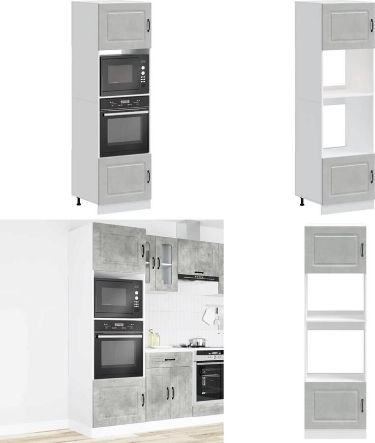 VidaXL Ovenkasten 2 st Lucca bewerkt hout betongrijs Ovenkast Ovenkasten Oveneenheid Keukenoveneenheid