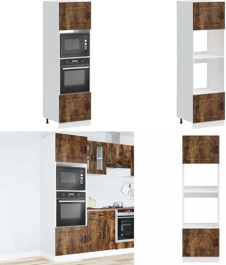 VidaXL Ovenkasten 2 st Lucca bewerkt hout gerookt eikenkleurig Ovenkast Ovenkasten Oveneenheid Keukenoveneenheid