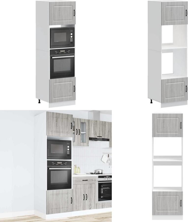 VidaXL Ovenkasten 2 st Lucca bewerkt hout grijs sonoma eikenkleurig Ovenkast Ovenkasten Oveneenheid Keukenoveneenheid