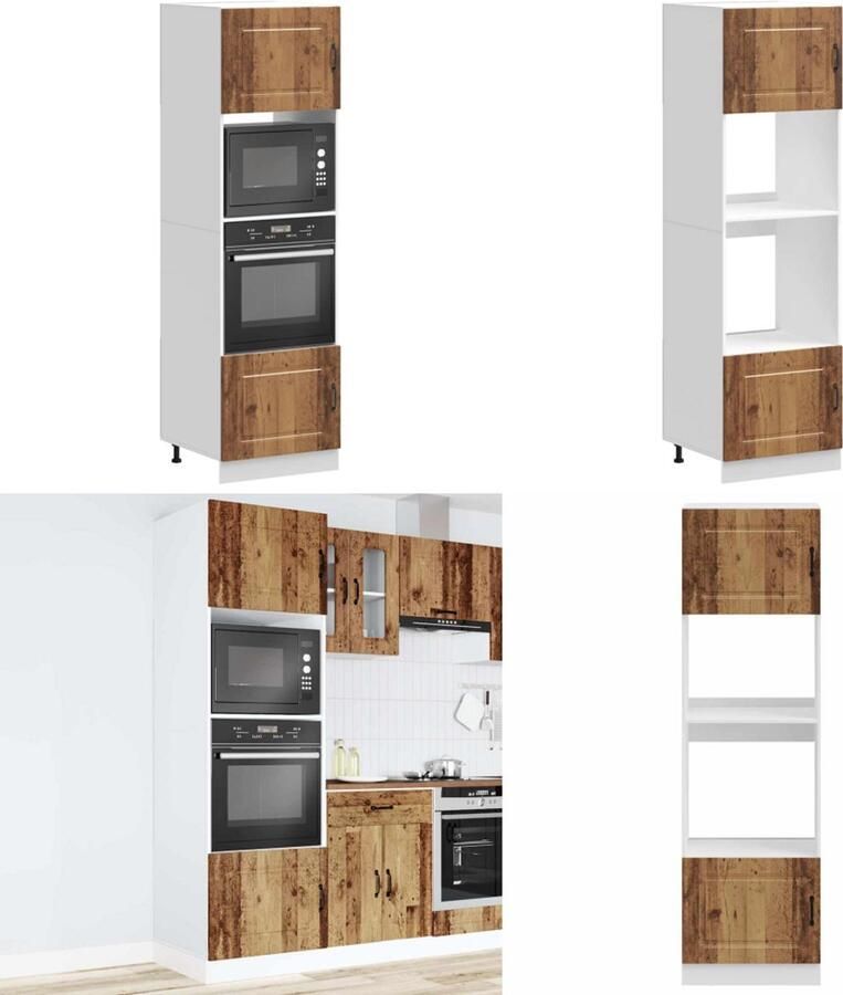 VidaXL Ovenkasten 2 st Lucca bewerkt hout oud houtkleurig Ovenkast Ovenkasten Oveneenheid Keukenoveneenheid
